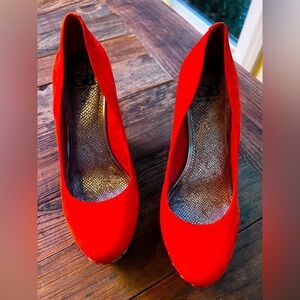 Gianni Bini Shoes | Orange Suede Platform Shoes